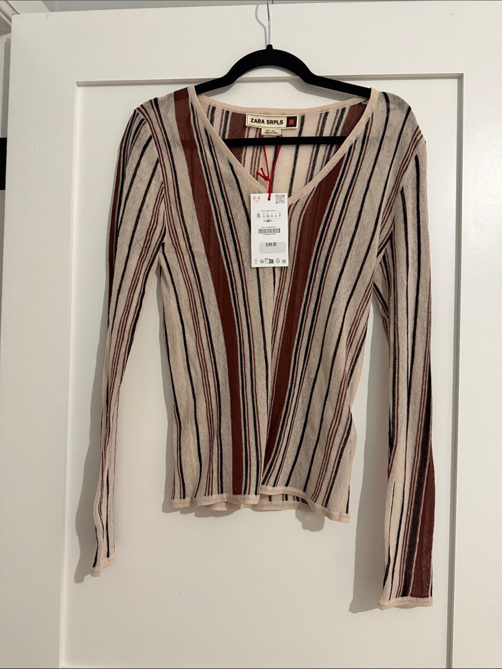 Zara Cream Sweater with Brown and Black Stripes - Picture 5 of 6